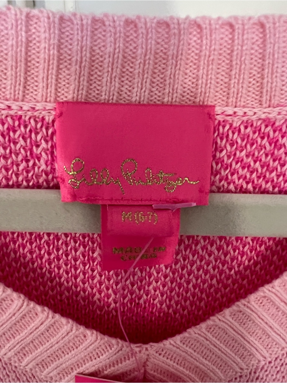 NWT Lilly Pulitzer Pink Knit V-Neck Sweater Dress with Hot Pink Heart Print - Picture 3 of 5